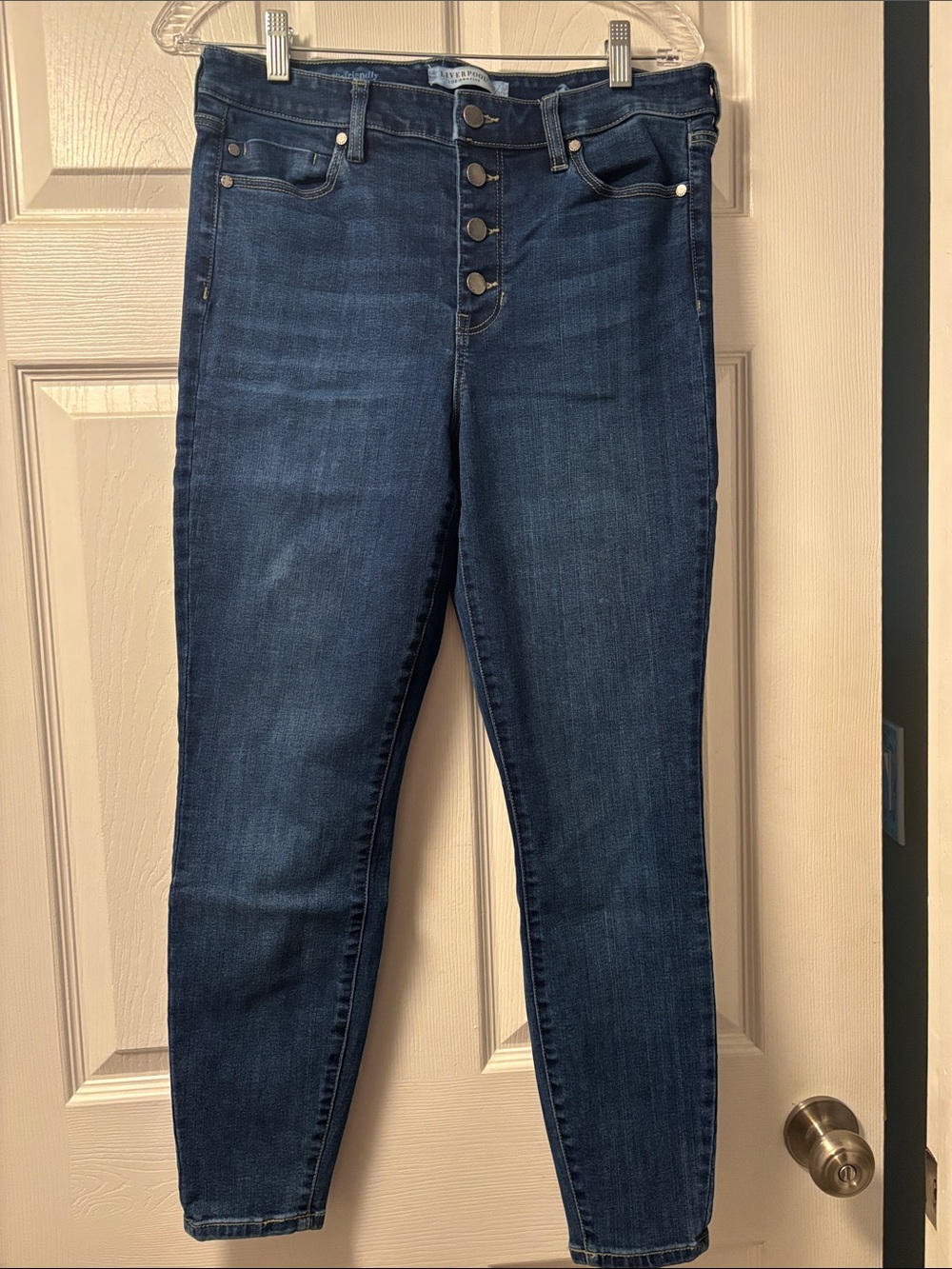 Liverpool High-Rise Dark Blue Women's Button-Fly Jeans